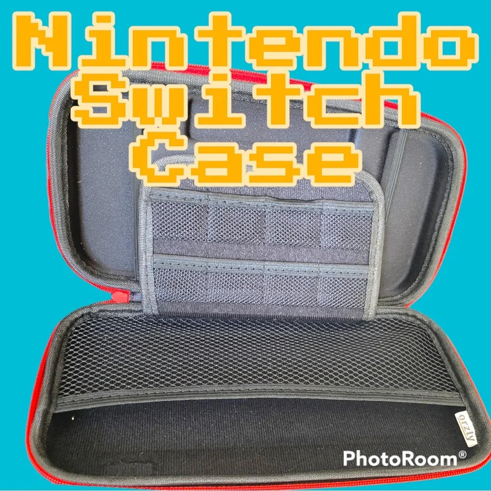 Pair of Orzly Carrying cases-Nintendo Switch Red & Blue Protective Travel Cases